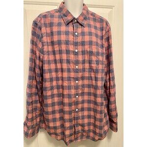 American Eagle Men's Super Soft Plaid Button Up Shirt Pink Blue Size XL Tall XLT